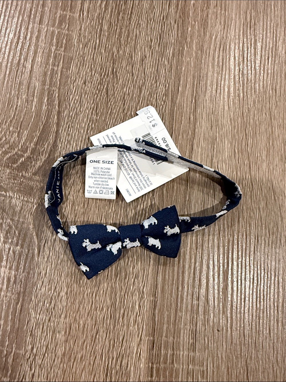 Janie and Jack Navy Bow Headband with White Dog Print